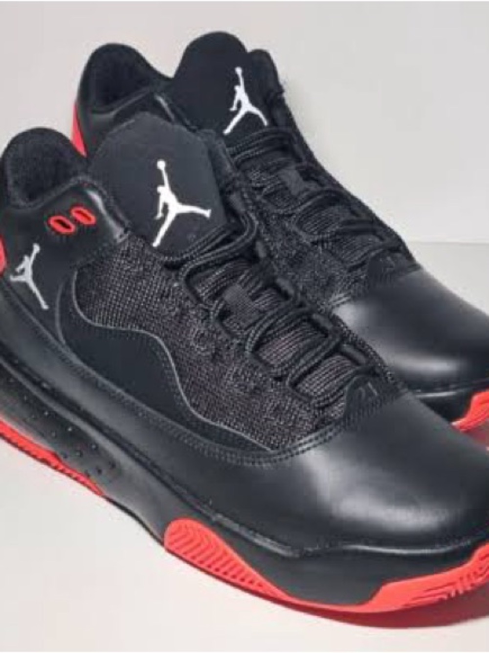 Jordan Black and Red Low-Top Sneakers with White Jumpman